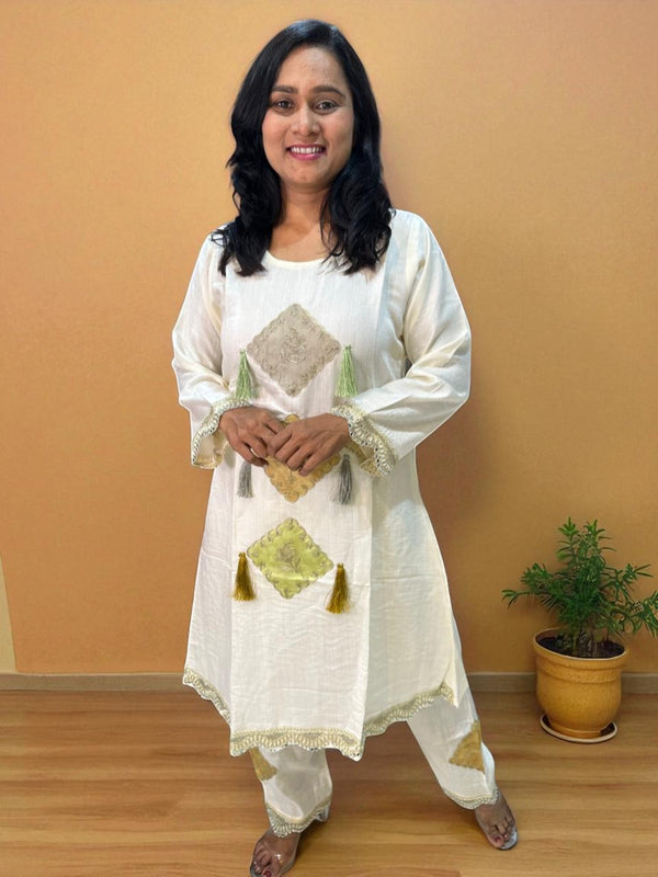 Ivory Noor patch work Co-ord set