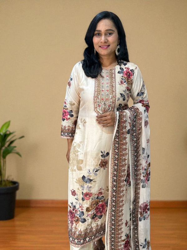 Chikoo Aara Denting Silk Suit set