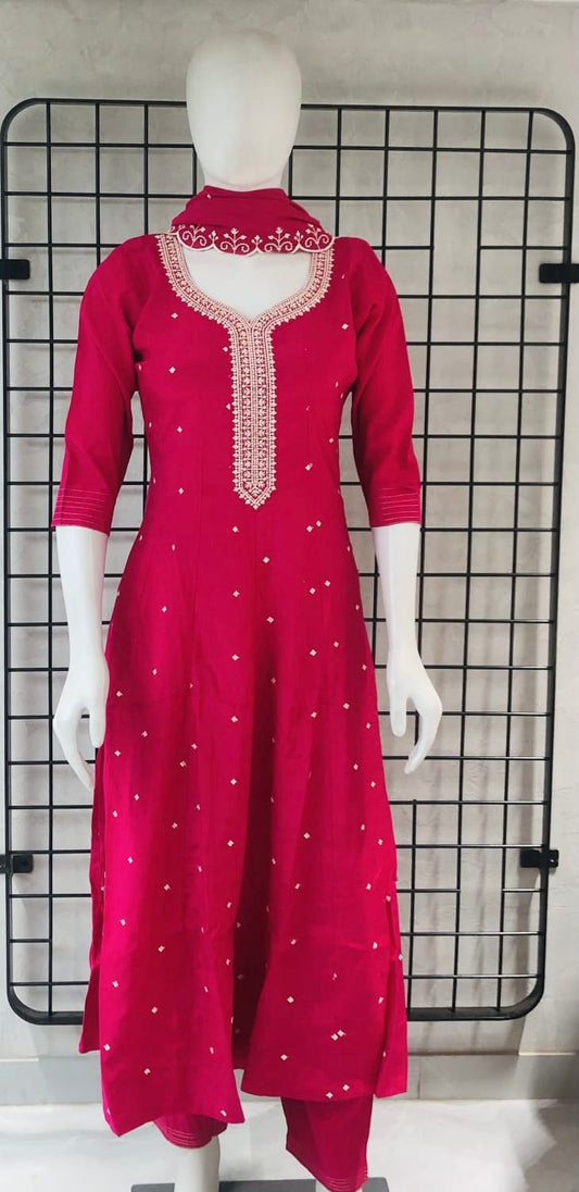 Raha Pink silk Suit set