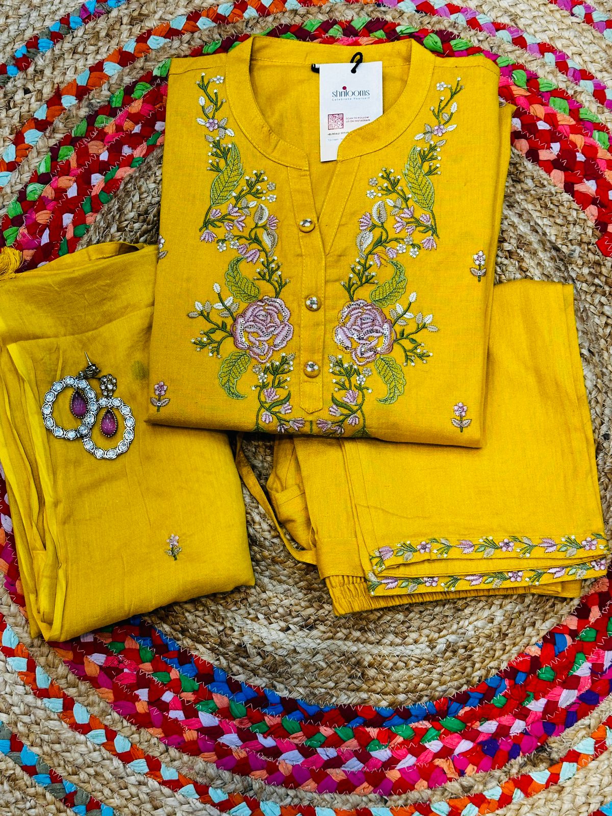 Yellow Sadah Flex cotton Suit set