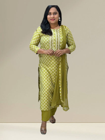Green Bhavna Bhandini Muslin Suit set
