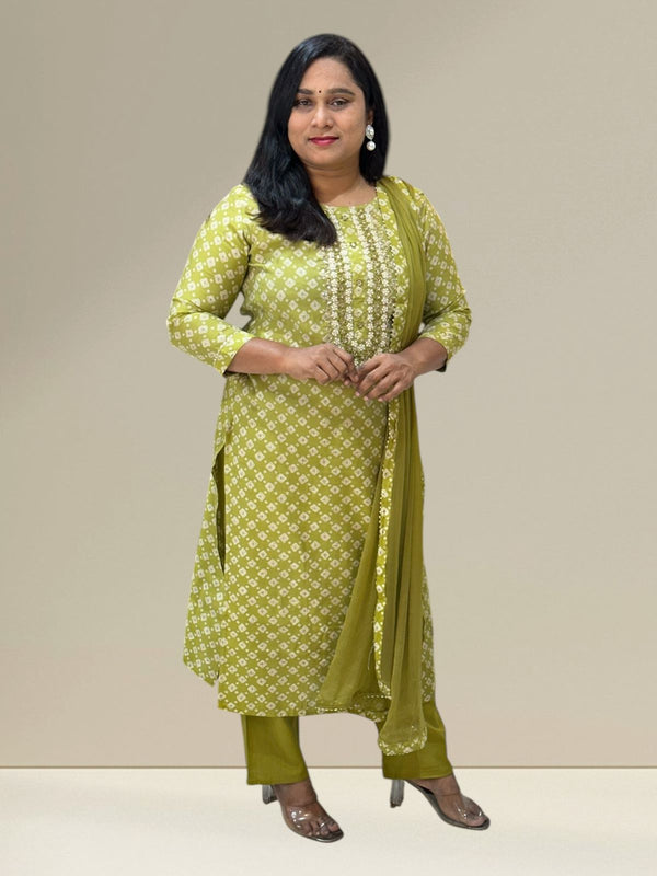 Green Bhavna Bhandini Muslin Suit set