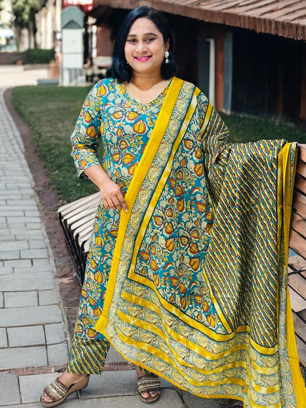 Blue Shefali Kalamkari Suit set