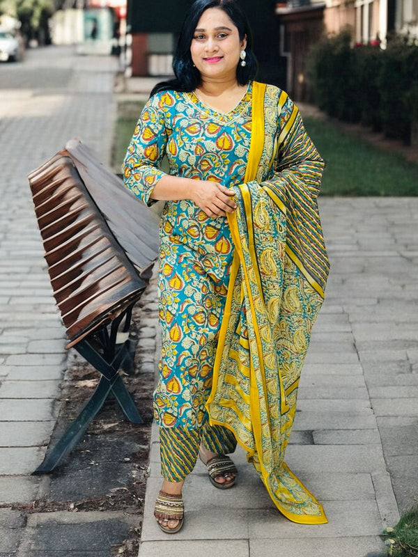 Blue Shefali Kalamkari Suit set