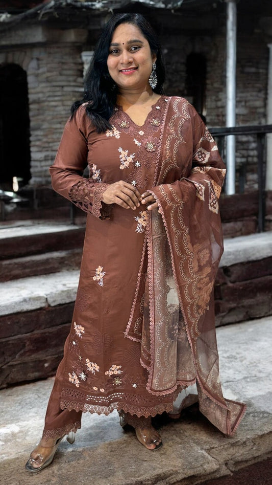 Brown Zainab Pakistani suit set