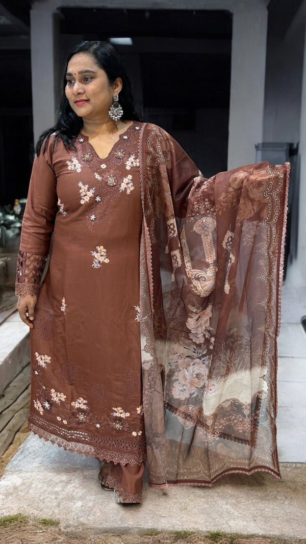 Brown Zainab Pakistani suit set