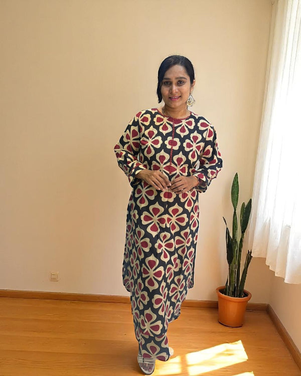 Wine Siya Cotton Kurta set