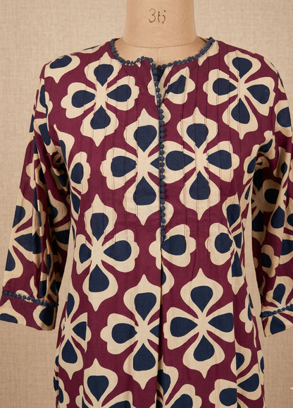 Wine Siya Cotton Kurta set