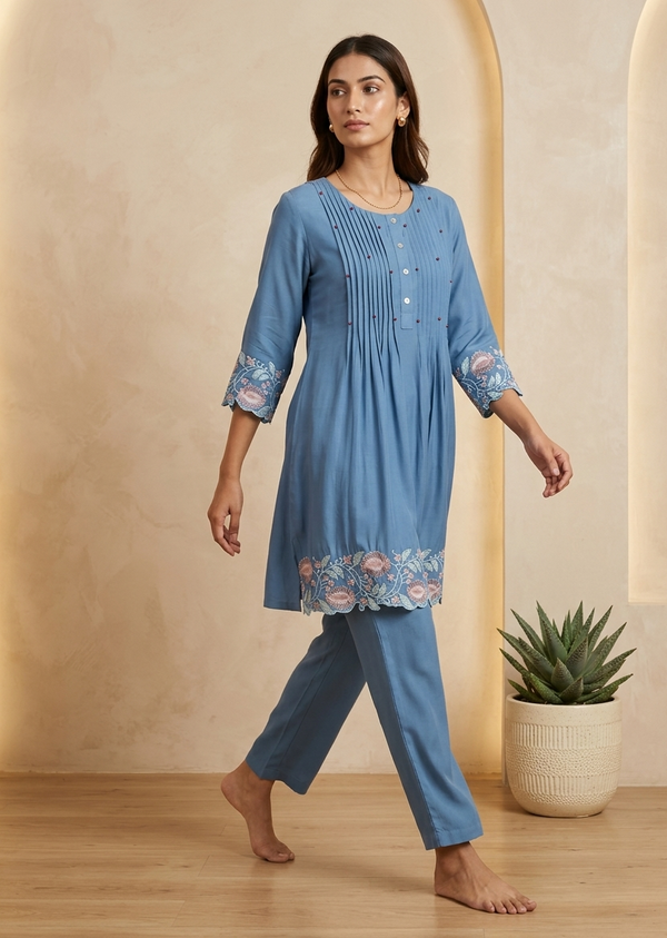 Comfortable blue casual co-ord set outfit