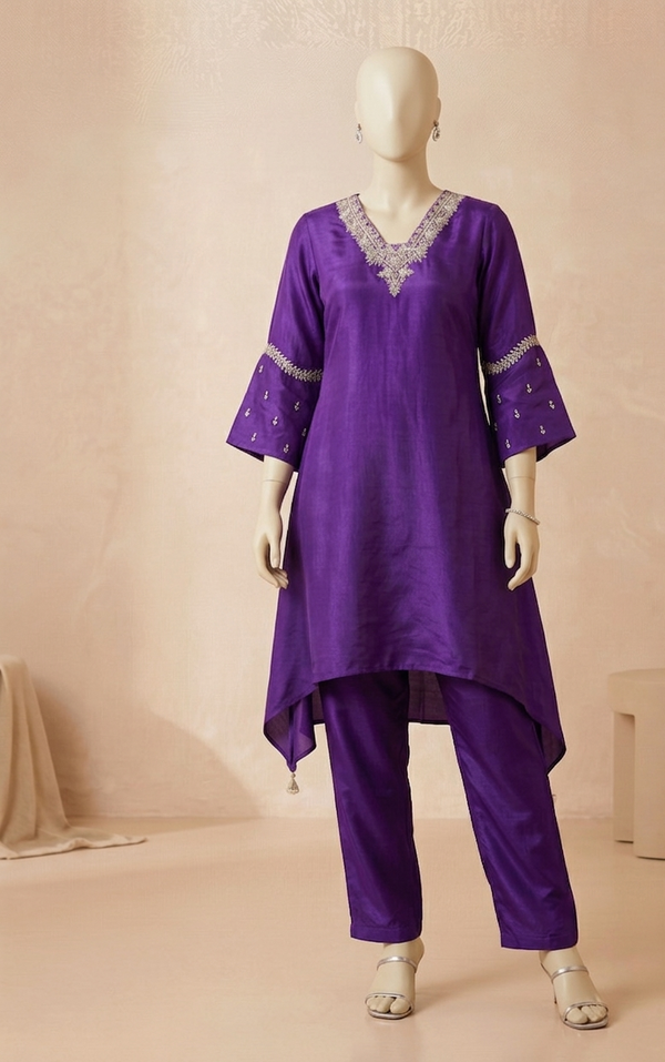 Purple Vidhya Crepe Co-Ord set
