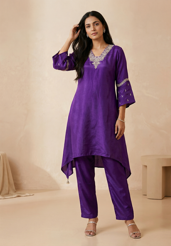 Purple Vidhya Crepe Co-Ord set