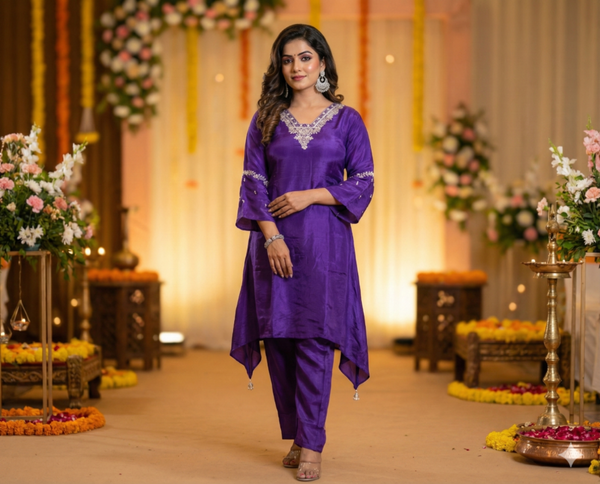 Purple Vidhya Crepe Co-Ord set