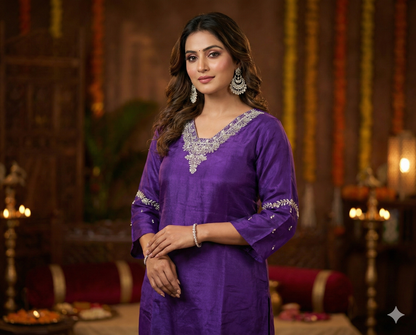 Purple Vidhya Crepe Co-Ord set