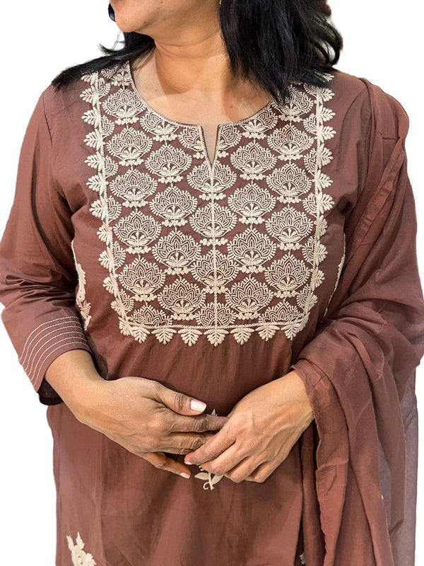 Brown Rishika Cotton Suit set - Set of 3