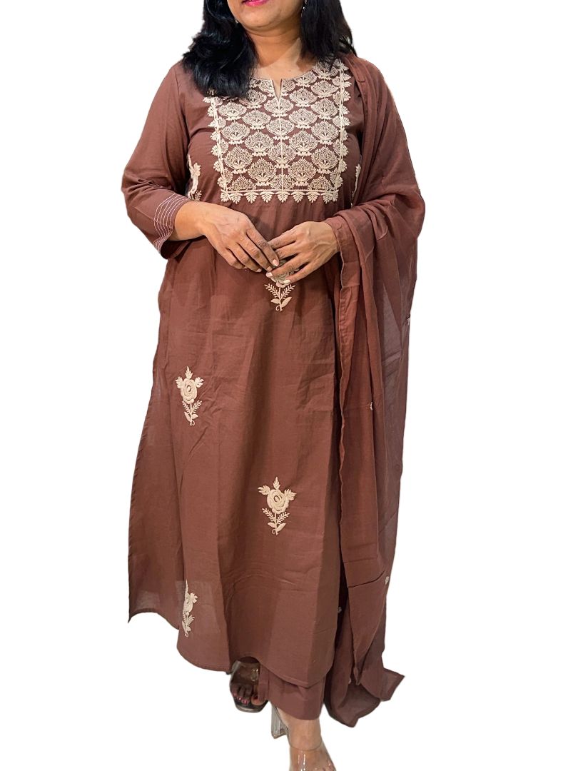 Brown Rishika Cotton Suit set - Set of 3