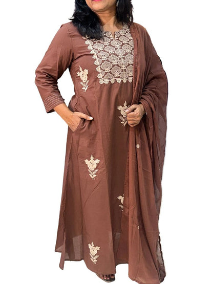 Brown Rishika Cotton Suit set - Set of 3