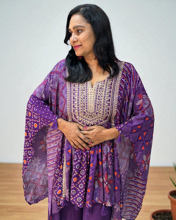 Purple Misha Crepe Kaftan Co-ord