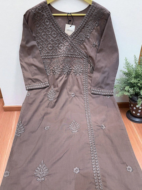Light Brown Cotton Chikankari Kurta