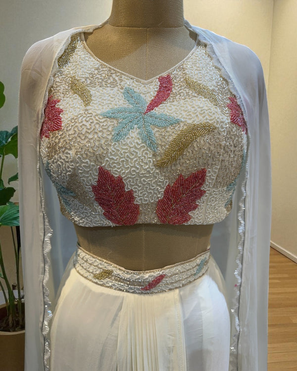 Ivory Kiara Crepe silk Indo western outfit