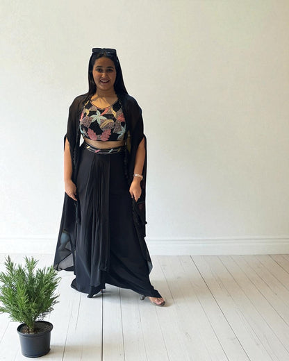 Black Kiara Crepe silk Indo western outfit