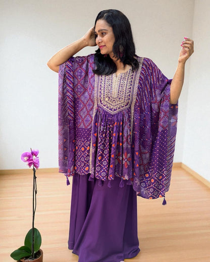 Purple Misha Crepe Kaftan Co-ord