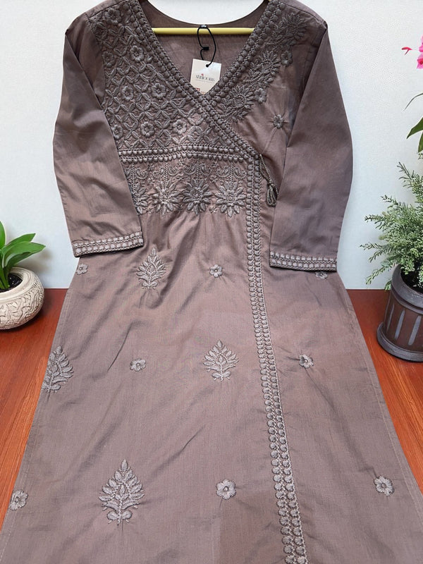 Light Brown Cotton Chikankari Kurta