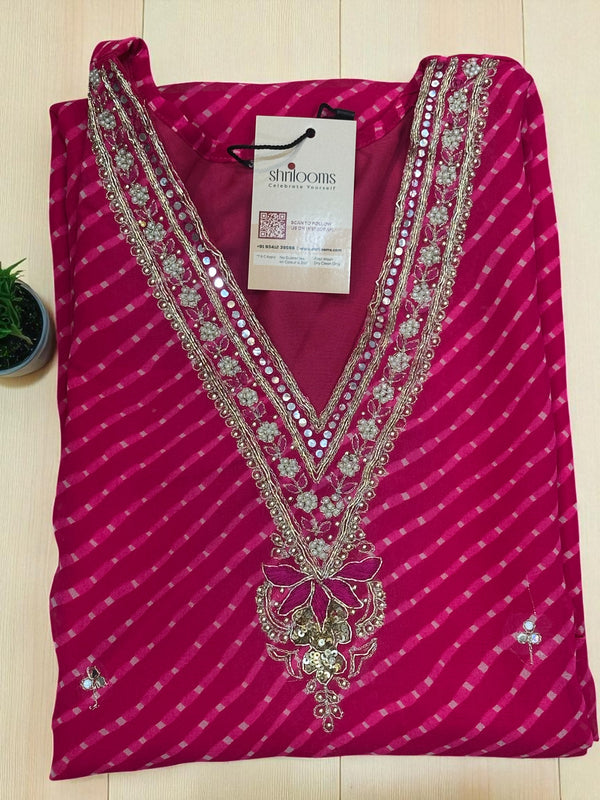Pink Gulal Lehariya Georgette Kurta