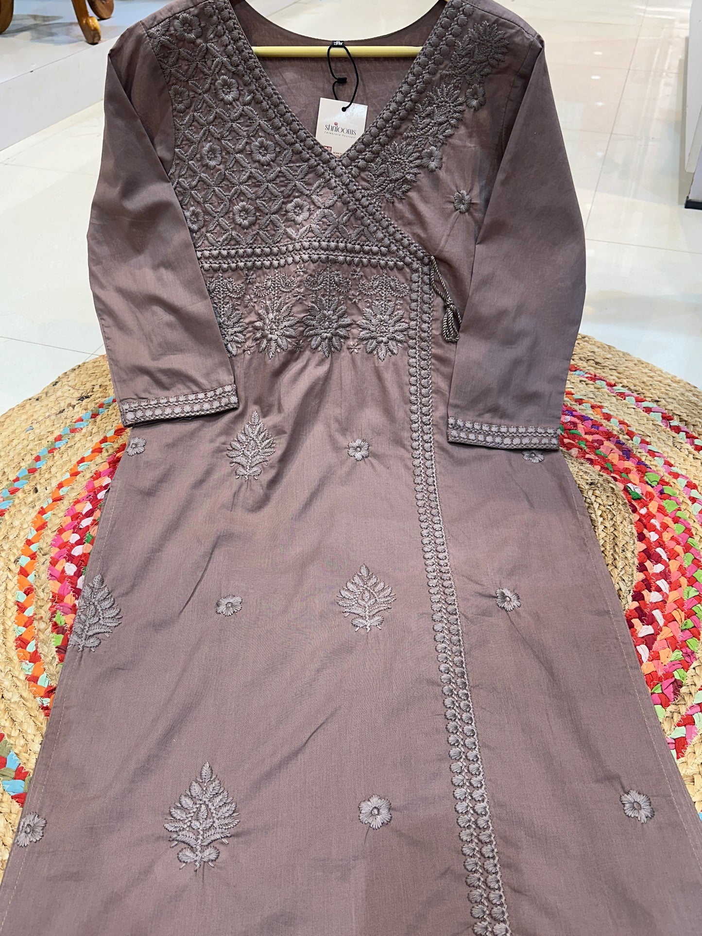 Light Brown Cotton Chikankari Kurta