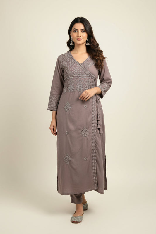 Light Brown Cotton Chikankari Kurta