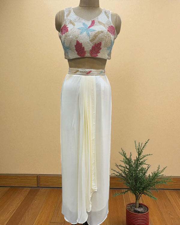Ivory Kiara Crepe silk Indo western outfit