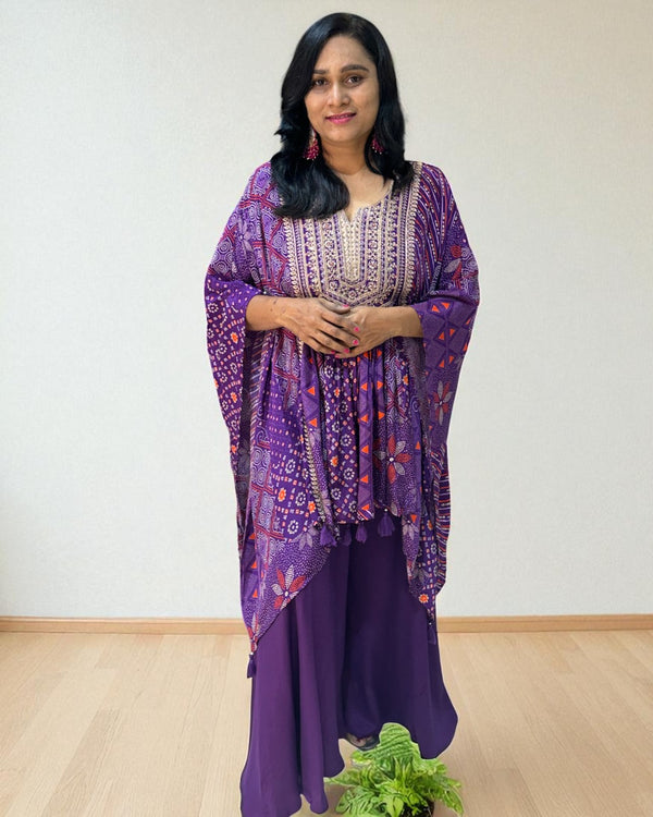 Purple Misha Crepe Kaftan Co-ord
