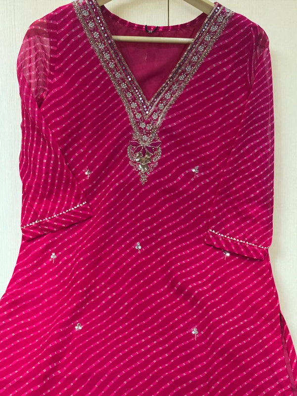Pink Gulal Lehariya Georgette Kurta