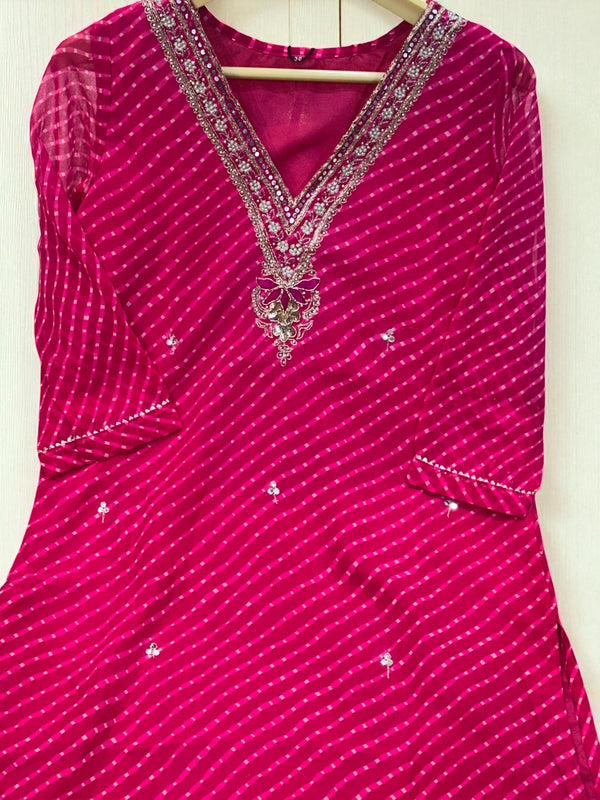 Pink Gulal Lehariya Georgette Kurta