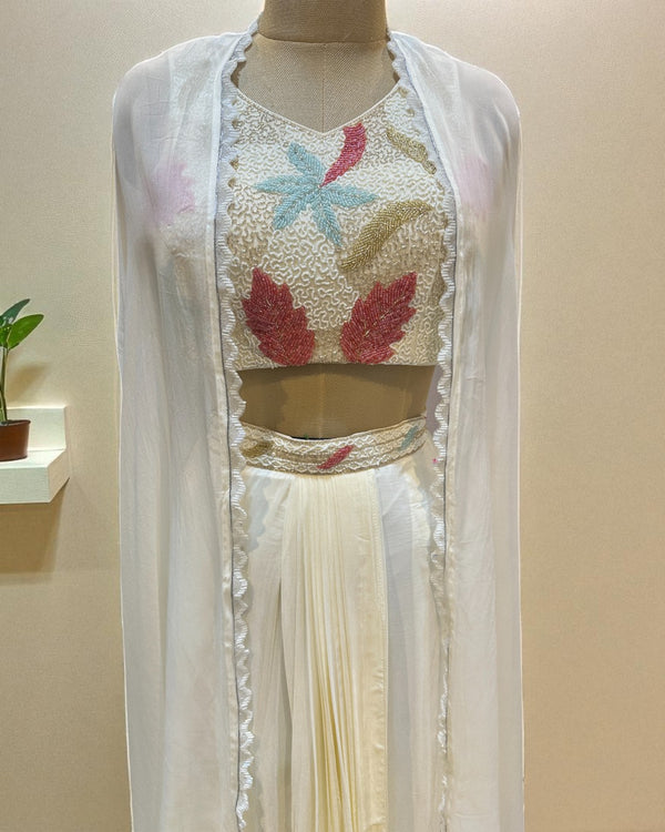 Ivory Kiara Crepe silk Indo western outfit