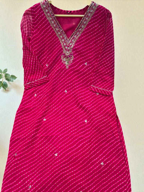 Pink Gulal Lehariya Georgette Kurta