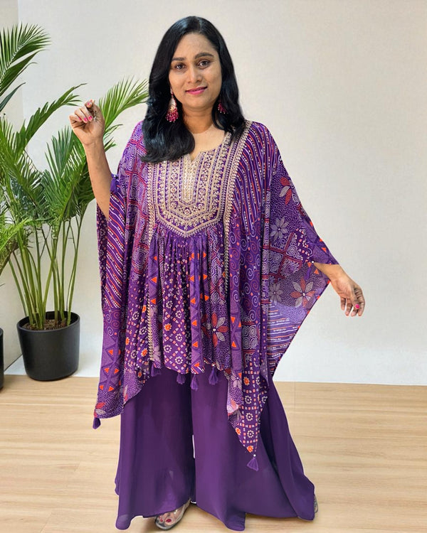 Purple Misha Crepe Kaftan Co-ord