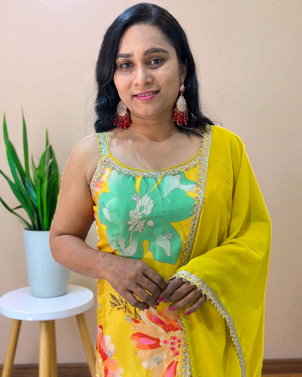 Yellow Aarohi sharara set - set of 3