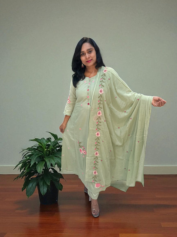Mint green Mira Mul cotton A line suit set