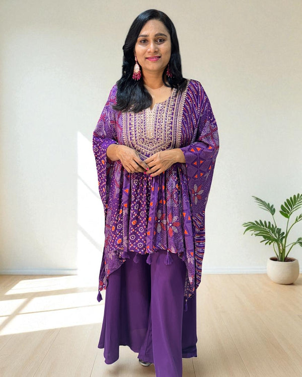 Purple Misha Crepe Kaftan Co-ord