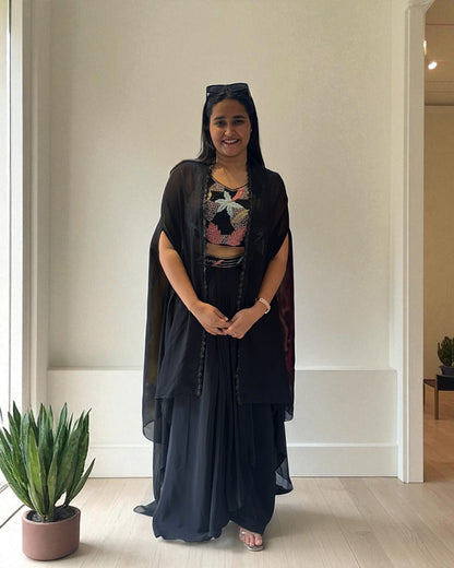 Black Kiara Crepe silk Indo western outfit