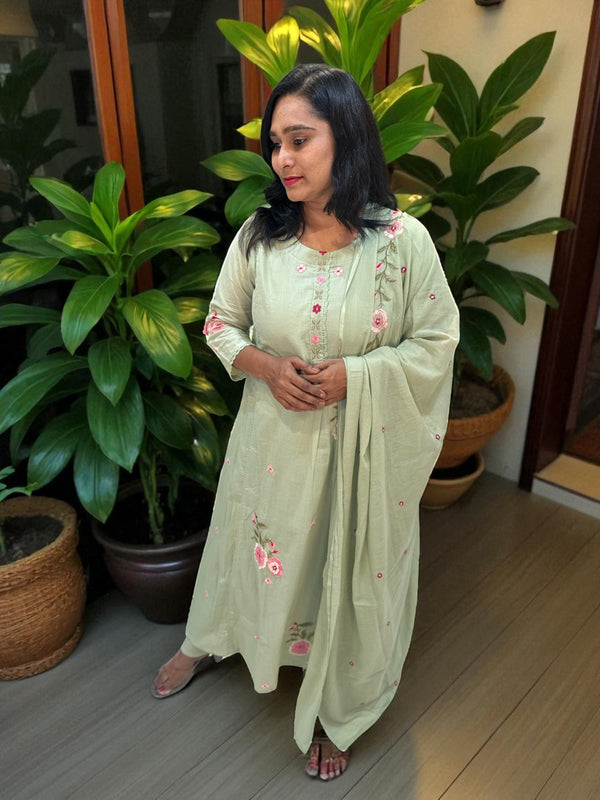 Mint green Mira Mul cotton A line suit set