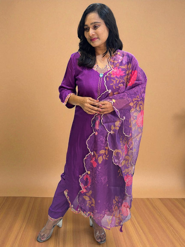 Purple Raashi Dola silk Suit set