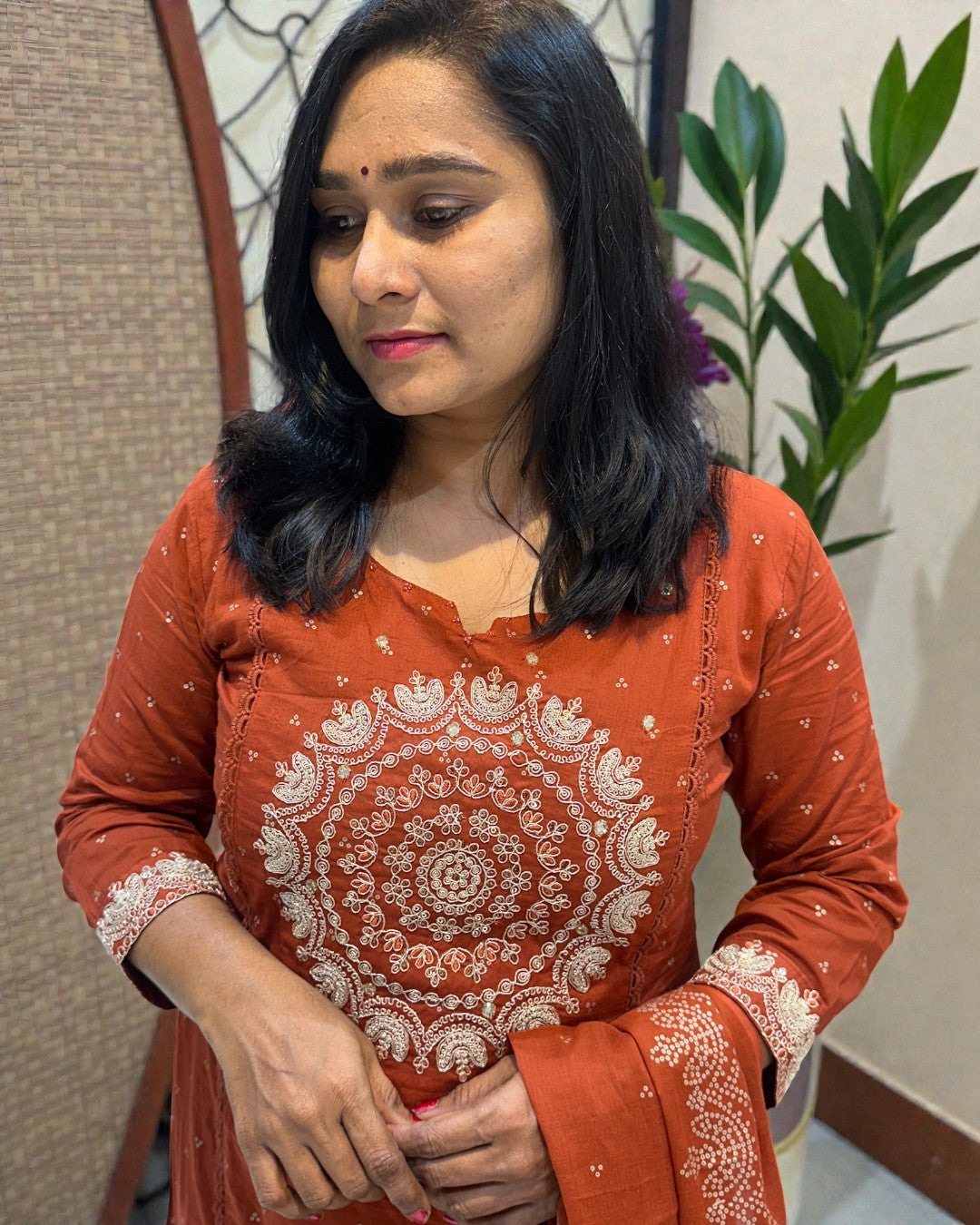 Rust Varma Mul cotton A line Suit set - Set of 3