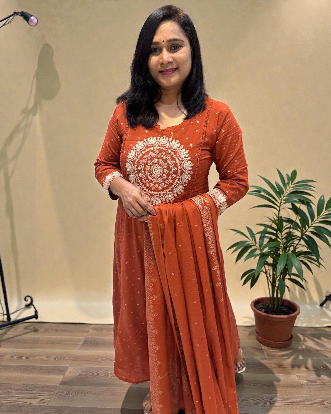 Rust Varma Mul cotton A line Suit set - Set of 3