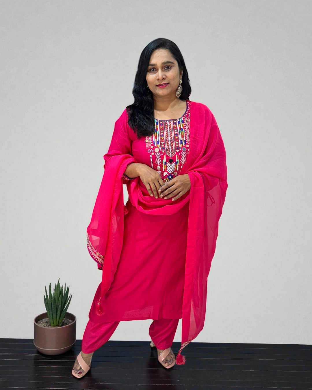 Pink Dola silk Suit set - set of 3