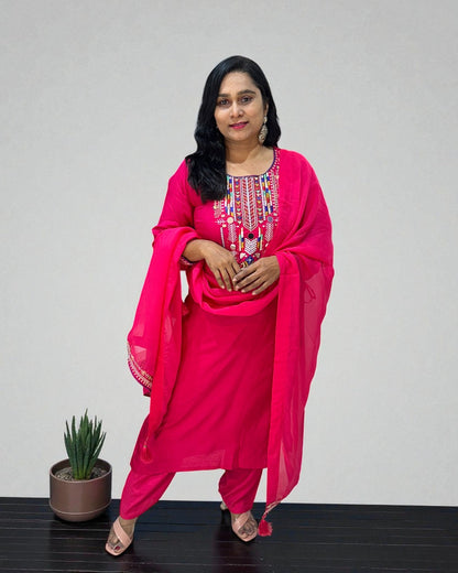 Pink Dola silk Suit set - set of 3