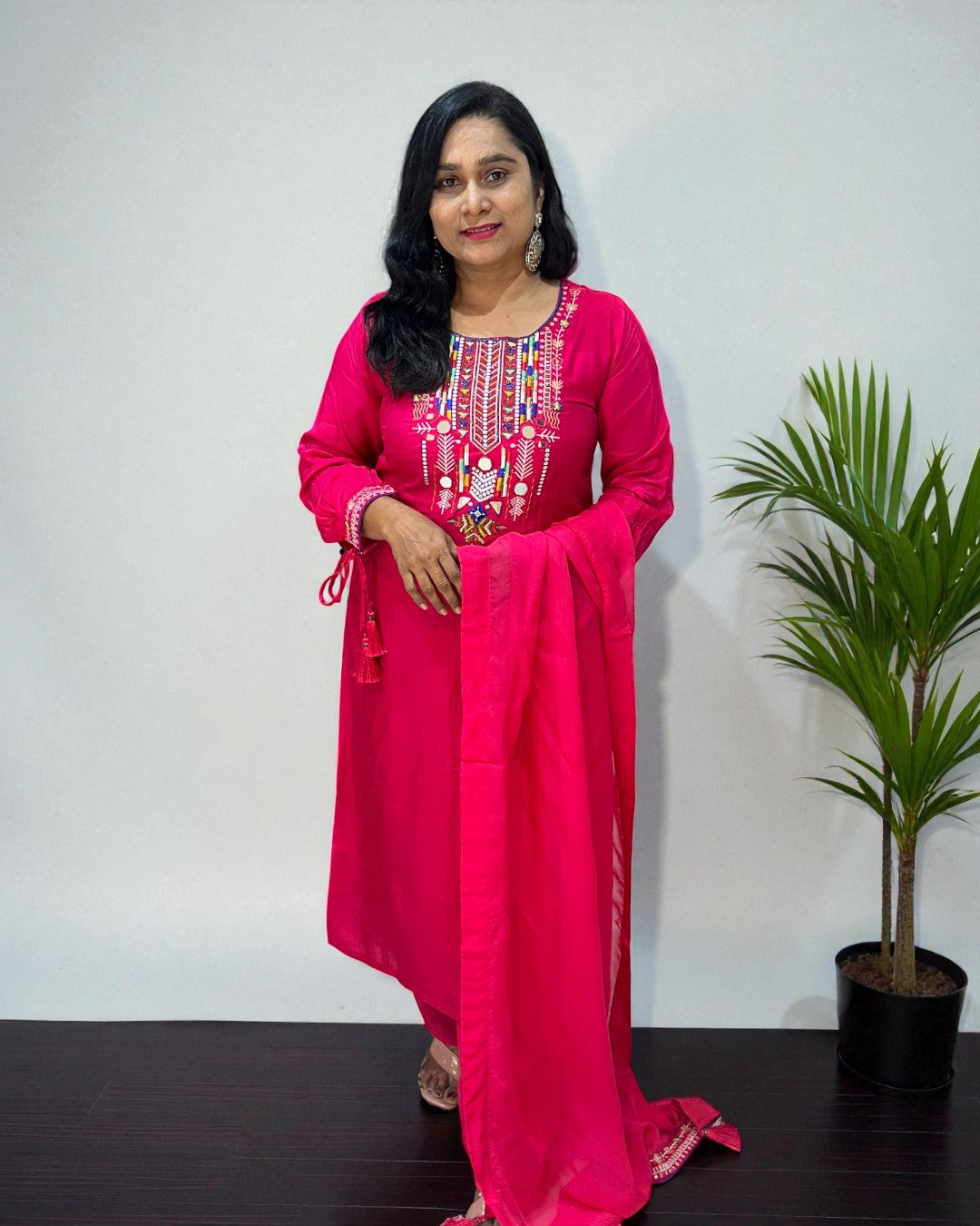 Pink Dola silk Suit set - set of 3
