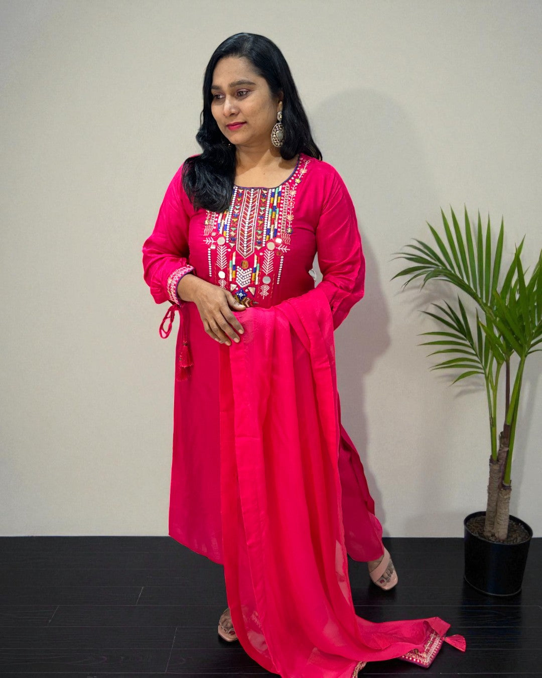 Pink Dola silk Suit set - set of 3