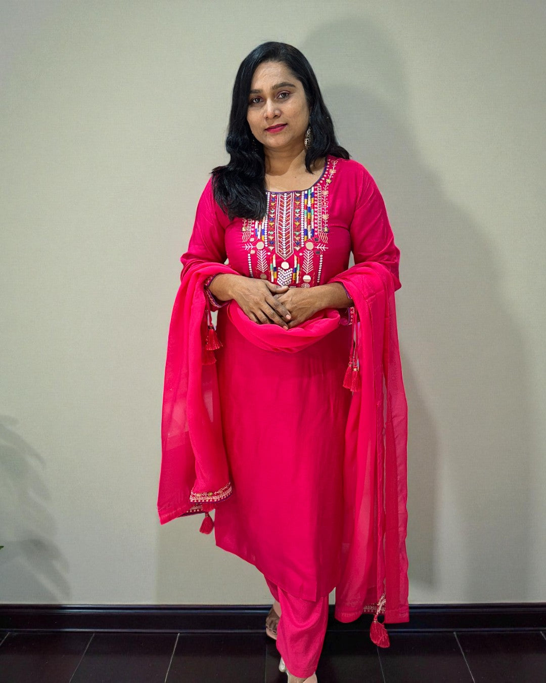 Pink Dola silk Suit set - set of 3