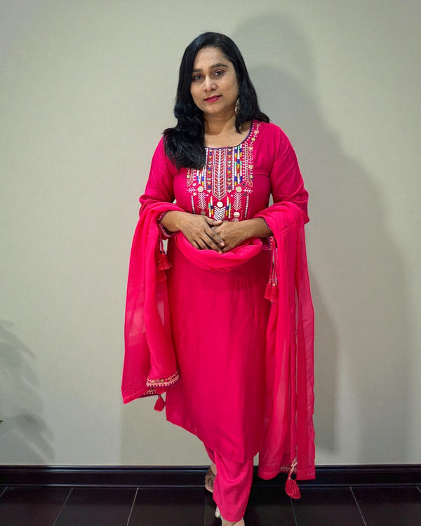 Pink Dola silk Suit set - set of 3